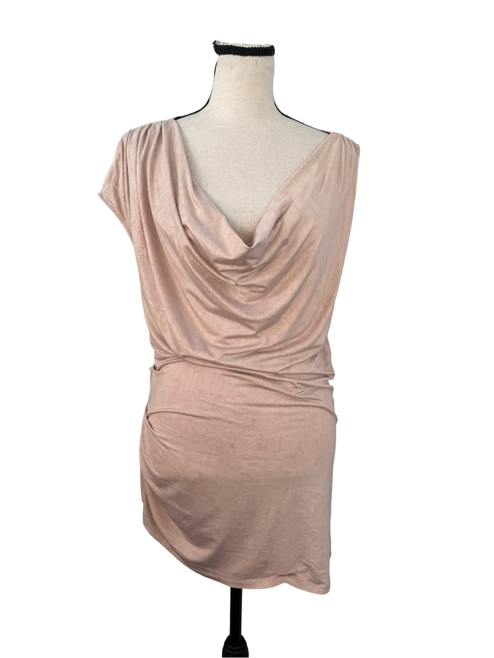 GUESS Los Angeles Blush Cowl Neck Ruched Bodycon Dress Size Small
